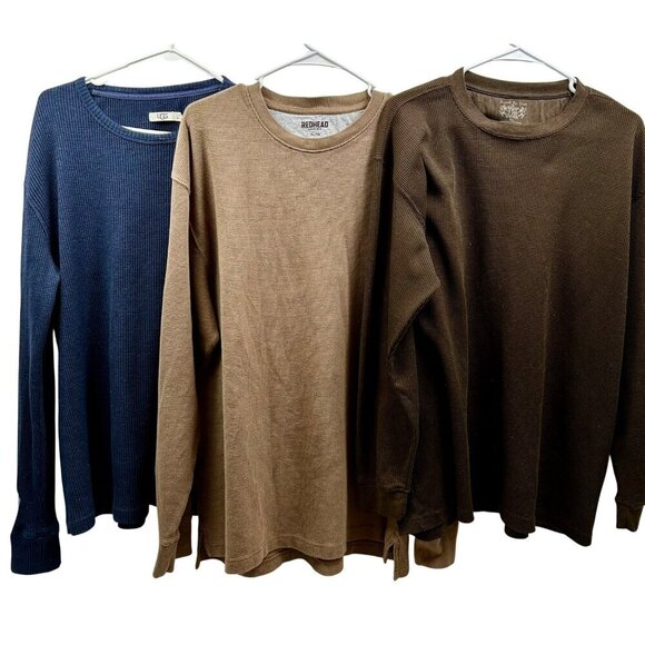 Bundle Of 3 Thermal Henley Waffle Knit Long Sleeve Extra Large Shirts By Cabelas